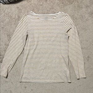 J. Crew Cream and Gold Fitted Long Sleeve T-Shirt